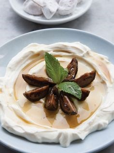 Greek yoghurt with walnuts in syrup