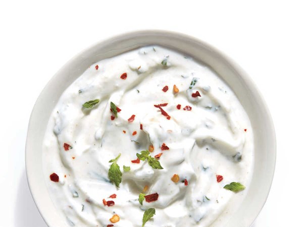 Greek yogurt sauce with garlic and mint