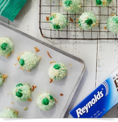 Green and white coconut macaroons