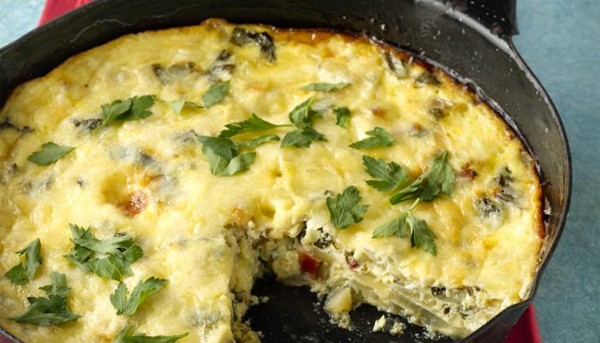Green apple, cheese, and chard oven omelet