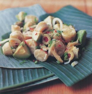 Green banana & salt fish salad