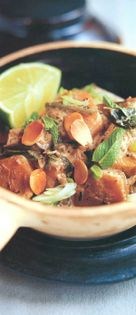Green banana and eggplant curry