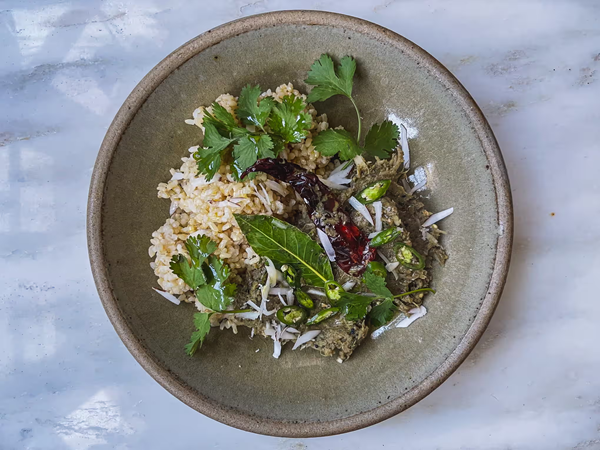 Green banana peel chutney/curry