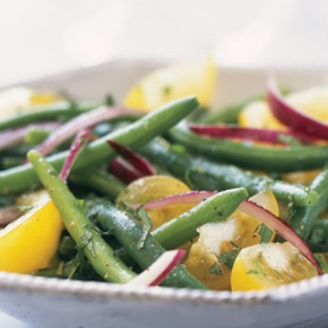 Green bean & yellow tomato salad with mint