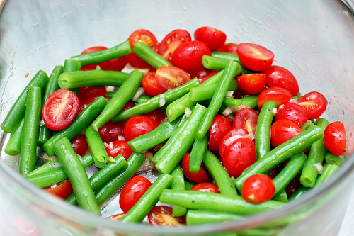 Green bean and cherry tomato salad
