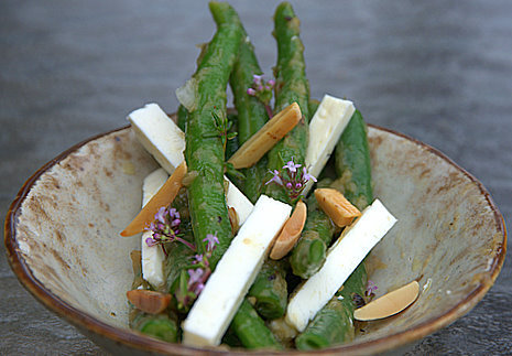 Green bean and feta salad in a shallot vinaigrette