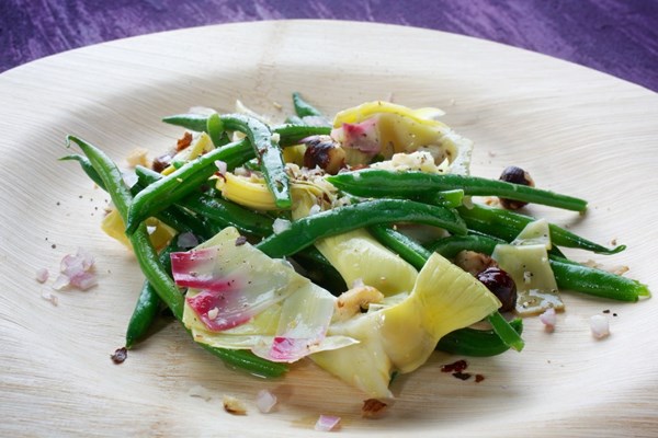 Green bean, artichoke and hazelnut salad