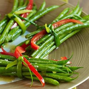 Green bean bundles with garlic browned butter