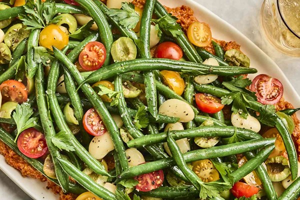 Green bean, butter bean, and tomato salad