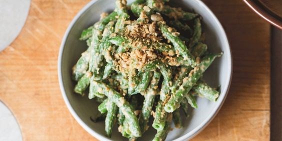 Green bean salad with creamy sunflower seeds  [Gabe Rosen, BIwa Izakaya Noraneko]