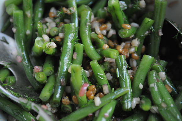 Green bean, wheatberry and barley salad