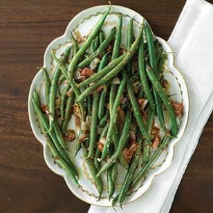 Green beans & pancetta with whole-grain mustard dressing
