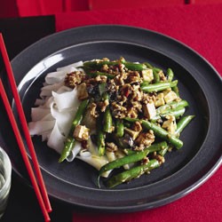 Green beans, pork, tofu and preserved olives