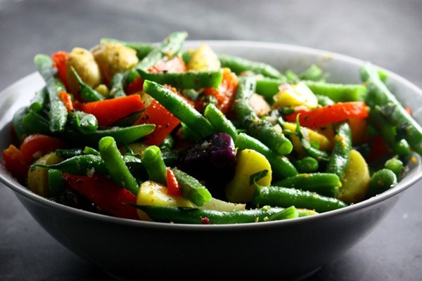 Green beans, roasted pepper and potato salad
