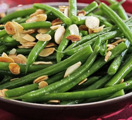 Green beans with golden almond butter