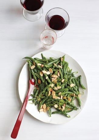 Green beans with miso and almonds