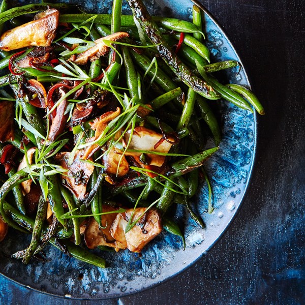 Green beans with mushroom XO sauce