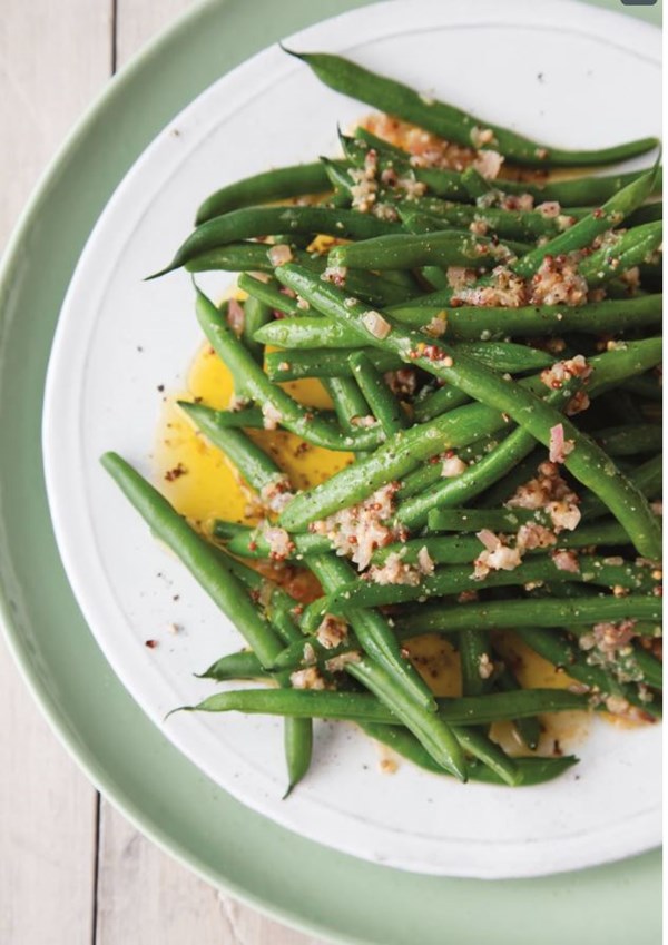 Green beans with mustard and shallots