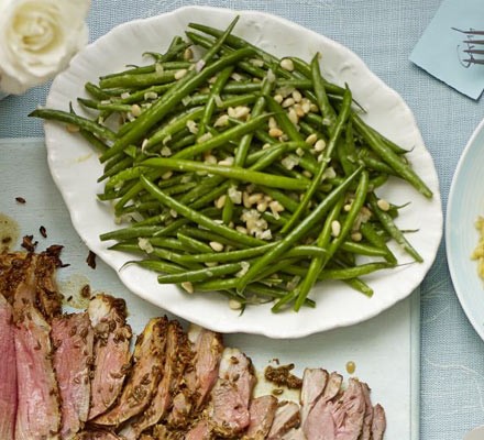 Green beans with pine nuts and shallot butter