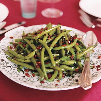 Green beans with sage and pancetta