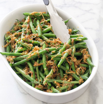 Green beans with sautéed shallots and vermouth