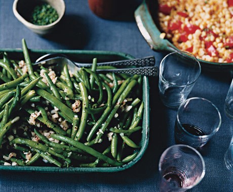 Green beans with sweet onion vinaigrette