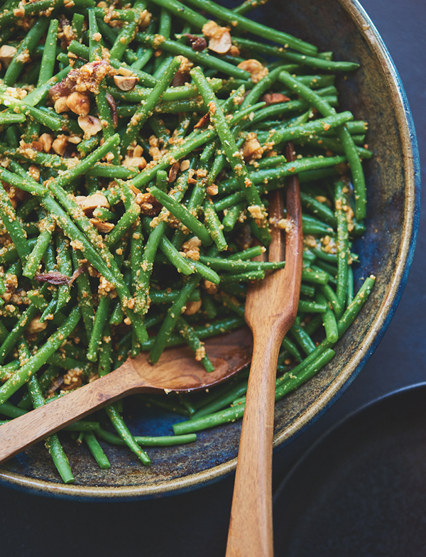 Green beans with toasted hazelnut butter and anchovy