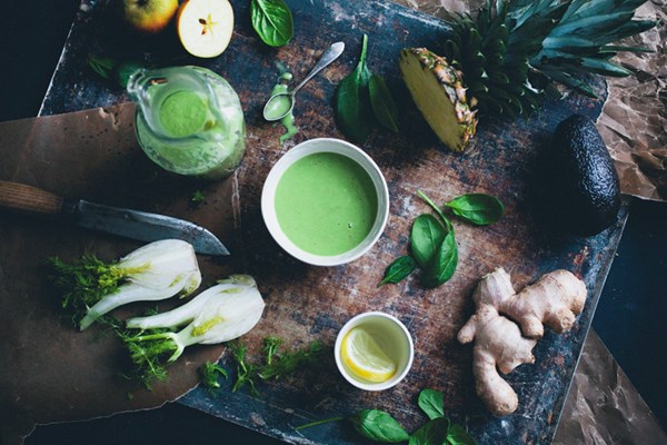 Green breakfast bowl [warm lemon water]