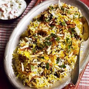 Green chicken biryani
