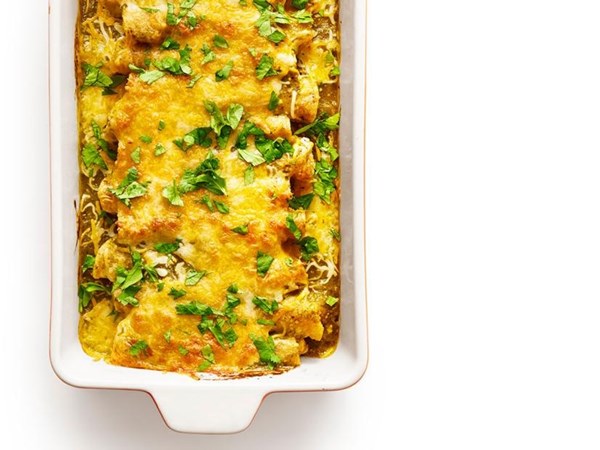 Green chicken enchiladas with tequila