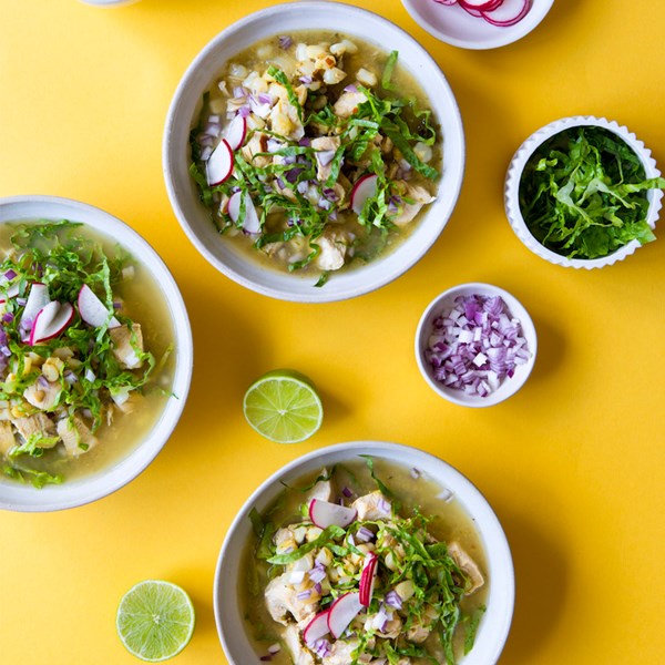 Green chicken pozole