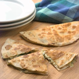 Green chile & cheese quesadilla
