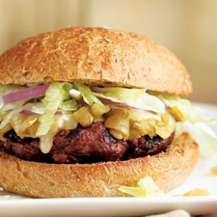 Green chile bison burger