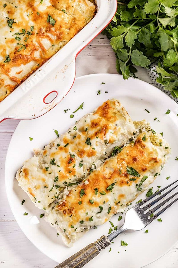 Green chile chicken enchiladas