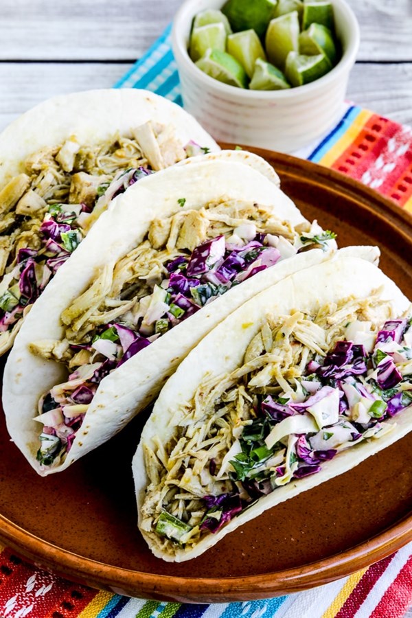 Green chile chicken tacos