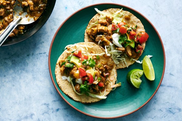 Green chile chicken tacos [Kay Chun]