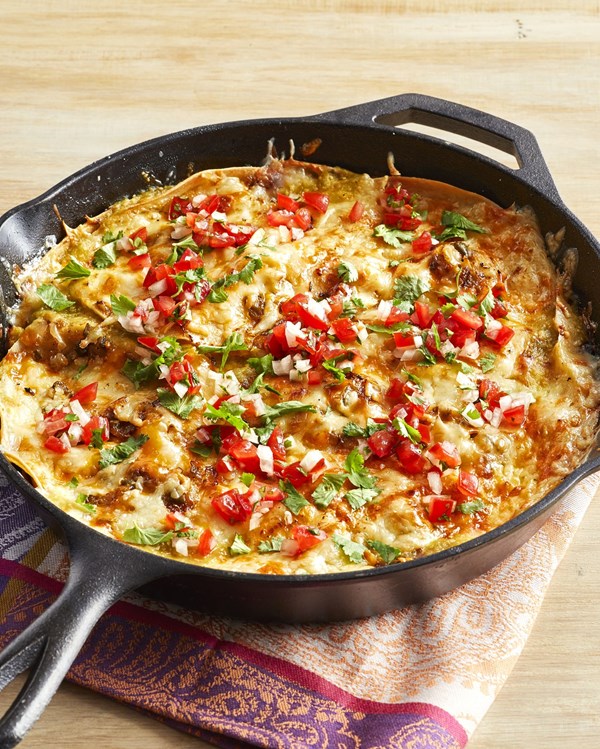 Green chile enchilada casserole