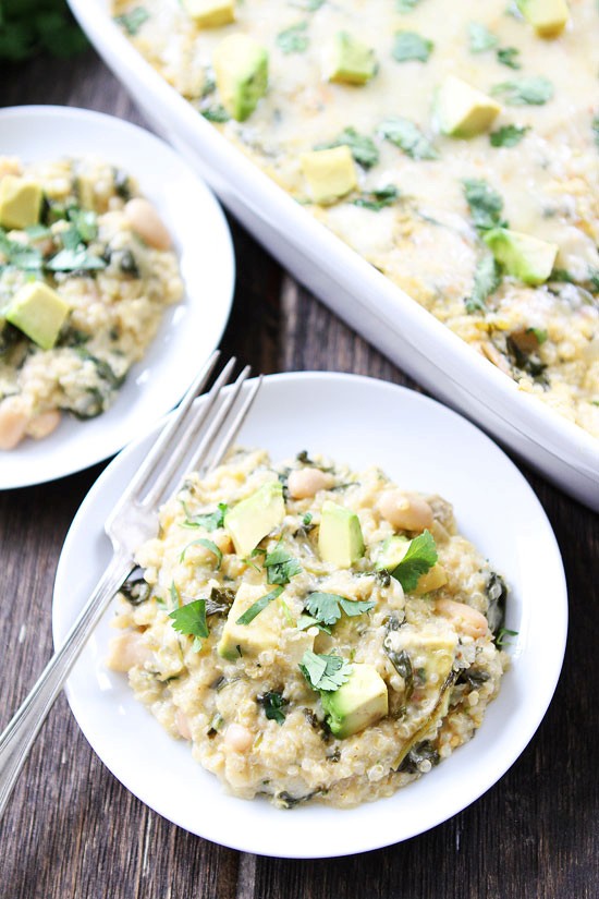 Green chile enchilada quinoa bake