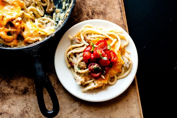 Green chile turkey spaghetti