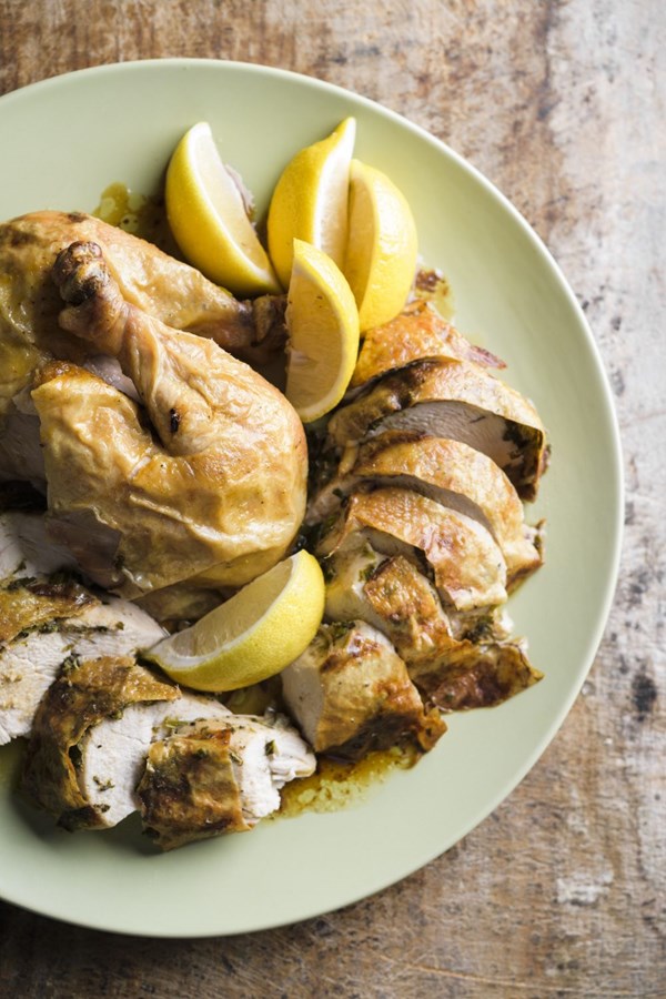 Green chili and herb roasted chicken