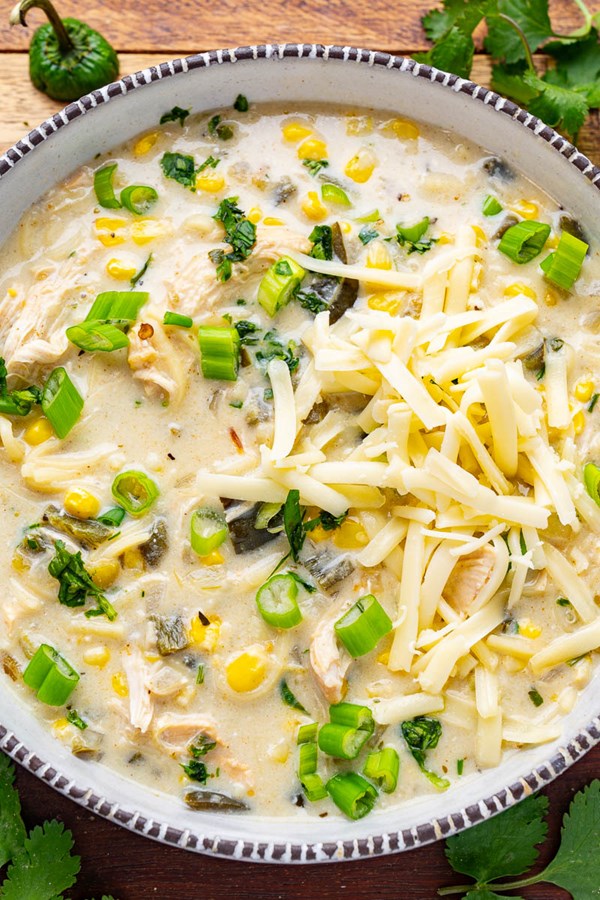 Green chili chicken noodle soup