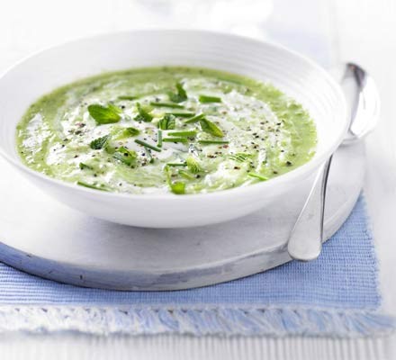 Green cucumber and mint gazpacho
