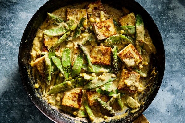 Green curry glazed tofu