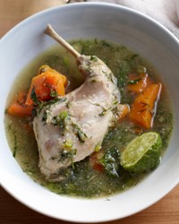 Green curry of rabbit, butternut squash and dill