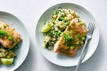 Green curry salmon with coconut rice