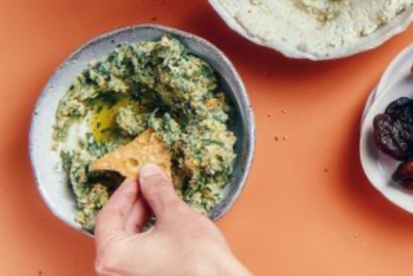 Green dip with Manchego and roasted almonds