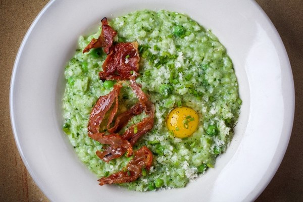 "Green eggs and ham" risotto