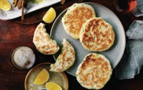 Green garlic and spelt flatbreads [Justine Watts]