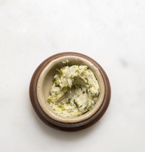 Green garlic olive compound butter