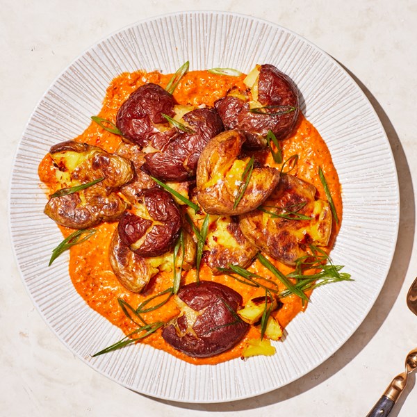 Green garlic romesco with crispy smashed potatoes [Phil Saneski, Refettorio San Francisco]
